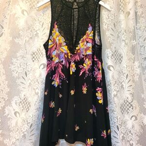 Free People Intimates Womens Size L Lace Mock Neck Floral Nightie